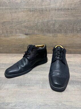 Sandro Moscoloni Black Pebbled Leather Ankle Boots Men's Size 11